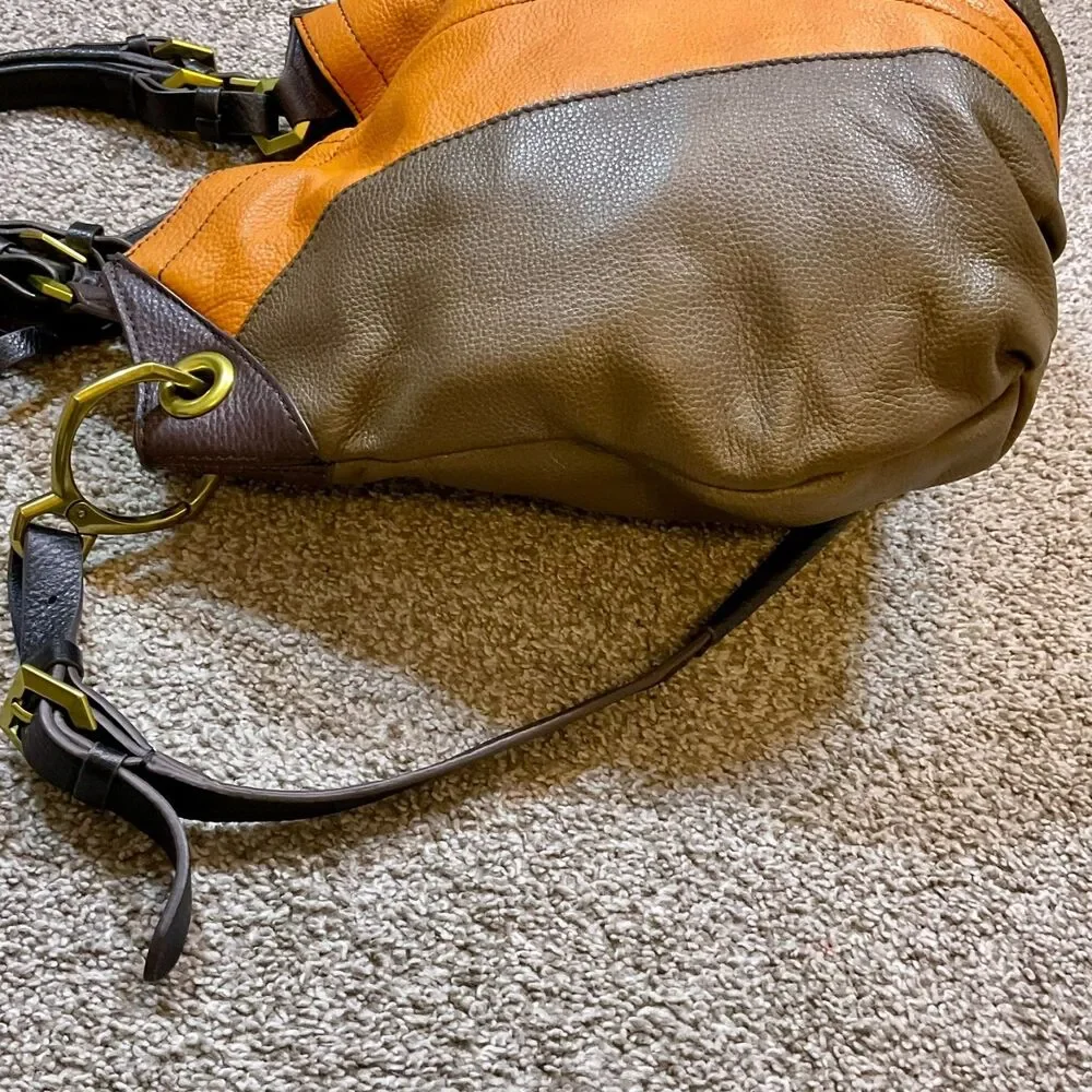 ORYANY Colorblock Leather Orange Green VICTORIA Convertible Hobo Tote‎ Crossbody